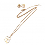 Les Tr&eacute;sors De Lily [P5055] - Parure collier + boucles acier 'Tr&egrave;fle' dor&eacute; ros&eacute; (gold pink) kuld