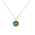 Les Tr&eacute;sors De Lily [Q2547] - Collier cr&eacute;ateur acier 'Etoile du Nord' vert dor&eacute; - 10x10 mm roheline