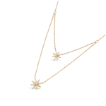 Les Tr&eacute;sors De Lily [Q4035] - Collier Plaqu&eacute;-Or 'Etoile du Nord' blanc dor&eacute; - 13 et 10 mm valge