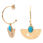 Les Tr&eacute;sors De Lily [Q8579] - Cr&eacute;oles cr&eacute;ateur acier 'Cleapatra' turquoise dor&eacute; - 25 mm- motif 27x18 mm t&uuml;rkiissinine