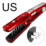 Keraamiline topeltkuumutus Kuivad juuksed Kiiresti auruga kasutage Bangs Curler sirgendajat *US Plug punane