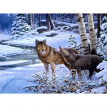 T&auml;isruudu puur Teemantmaal 5D Metsiku Hundi maastik DIY Teemanttikandid J&otilde;ulud Ristpistes Mosaiik K&auml;sit&ouml;&ouml; N&auml;put&ouml;&ouml; Kodukaunistus Full Round (20X30CM)