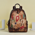 Johnature Retro ehtsast nahast naiste kott k&auml;sitsi maalitud seljakott, esimene kiht veisenahast vabaaja reisikotid pruun