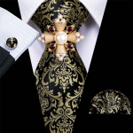 Lipsuga pross meestele Must Kuld Punane Jacquard Paisley Triibuline Siidist kaelaside Taskur&auml;tiku mansetin&ouml;&ouml;pide komplekt N-5335