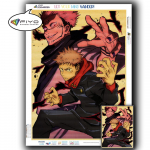 5D DIY Teemanttikandid Anime Jujutsu Kaisen Pilt kivist teemantmaali paberist Vintage plakat Teemantmosaiik n&auml;put&ouml;&ouml; Kodukaunistus Full Round 20X30CM