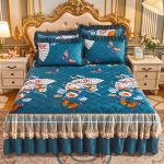 Voodipesukomplekt Tekstiilist printsess pitsist tepitud kristallist sametist voodiseelik paksendatud sooja piimaga samet voodikattega voodikattega seelik 2pcs Pillowcase