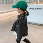 Lasteriided Laste nahast kevad s&uuml;gisene poiste ja t&uuml;drukute rev&auml;&auml;riga jope 90 must