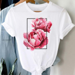 Akvarell, armas stiil, armas lilletrend Naiste l&uuml;hikeste varrukatega, suvine moeprinteriga T-s&auml;rk Naiste riietus vabaaja graafiline T-s&auml;rk S