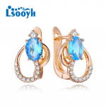 LSOOYH Clip K&otilde;rvar&otilde;ngad Roosa kullav&auml;rvi Moodne k&otilde;rvar&otilde;ngas Naistele Geomeetria Sinine Cubic Zirconia Stud K&otilde;rvar&otilde;ngad Ehted A