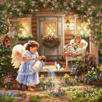 5D Teemantmaaling Ingel Kastmislilled Teemanttikandid T&auml;ielik Anime Ristpistekomplektid Kodukaunistus K&auml;sitsi valmistatud kingitus Round 60x60cm