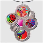 Les Tr&eacute;sors De Lily [R6461] - K&auml;sitsi valmistatud kaelakee 'Columbine & Harlequin' mitmev&auml;rviline kuld - 42 cm - 8x7 cm (palett) mitmev&auml;rviline