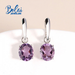 100% naturaalne Brasiilia amet&uuml;st ovaalne 10* 12mm v&auml;&auml;riskivist k&otilde;rvar&otilde;ngad 925 h&otilde;bedast Lihtsa disainiga peened ehted naistele kingitus L lilla