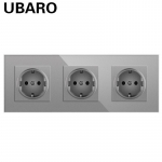 Euroopa standardne pistikupesa t&uuml;&uuml;p kahe pistikupesaga karastatud klaaspaneel 250 V pistikupesa uus varjatud seinakontakt A3 hall v&auml;rv