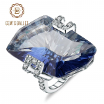 Gb 21 ,20 ct Natura Iolite Blue Mystic Quartz Gemstone kokteilis&otilde;rmused 925 Sterling Silver peened ehted naistele 6