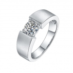 Gb 925 Sterlingh&otilde;be Rodineeritud Moissaniit S&otilde;rmus Meestele 1 .0ct 6 .5mm Moissaniit Teemant Meeste Abielus&otilde;rmus 12