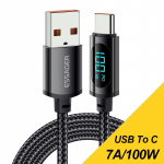 Essager 100 W USB Type C to USB C kaabel &ndash; 5A kiirlaadimine ja andmeedastus Samsung S22 Poco F3 s&uuml;learvuti iPadile 1M