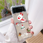 Christmas Doll Deer Luksuslik &uuml;mbris Samsung Galaxy Z Flip 3 4 5g Funda Z Flip3 Clear PC K&otilde;va P&otilde;rutuskindel Tagasi Telefon Coque Samsung Z Flip 3 5G