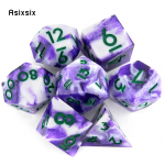 7 tk valge lilla roheline number terava servaga vaigust t&auml;ringud mitmetahulised t&auml;ringud, mis sobivad rollim&auml;nguks RPG DND Pathfinder lauam&auml;nguks mitmev&auml;rviline