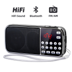 Kaasaskantav AM FM-raadio k&auml;eshoitav tasku HIFI stereok&otilde;lar ilm Bluetooth digitaalsed raadiod Laetav USB must