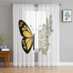 Lilled Daisy t&uuml;llkardinad elutoa jaoks magamistoa kaunistamiseks &scaron;ifoonist Sheer Voile k&ouml;&ouml;gi aknakardinad 1 PCS W100XH250cm