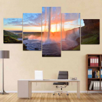 5 paneeli S&uuml;gisel Scenic P&auml;ikeseloojang Pilvelaine L&otilde;uendimaal Maastik Plakatid ja Prindid Seinapilt Elutoa sisustus Ilma raamita 20x35cm*2 20x45cm*2 20x55cm*1