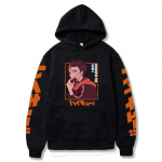 Moodne Jaapani anime Haikyuu Cosplay Print Hoodie Naiste meeste Harajuku Suures suuruses dressipluus Karasuno High School Pullover kapuutsiga spordir&otilde;ivad XS must