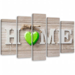 Viieosalise pildiga l&otilde;uenditr&uuml;kk Home Heart Green Beige 100x70 roheline