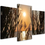 Kolmeosalise pildiga l&otilde;uendiprint Lake Grass Sunset 60x40 pruun