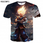 Uus multikas Harajuku T-s&auml;rk Suvine Meeste Mood vabaaja 3D Printimine Goku Anime Suvemood l&uuml;hikeste varrukatega top XXL