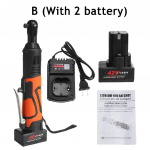 3/8-tolline elektriline mutriv&otilde;ti juhtmeta p&otilde;rkmehhanismiga laetav telling, 42V 90N.m t&auml;isnurkne mutriv&otilde;ti koos 1/2 akulaadijaga 2 battery