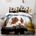 3D Lemmiklooma mustriga voodipesukomplekt Loomade koerte tekikate 2/3 mikrokiust kangast AU/EL/US/UK/DE t&auml;issuuruses pehme kiiresti kuivav kodu&uuml;likond EU Single 135x200cm