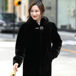 Naiste lahtine ja paksendatud talvine kasukas naaritsa karusnaha imitatsiooniga naaritsa karusnaha imitatsiooniga naiste kapuutsiga naaritsa karusnaha imitatsioon S must