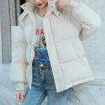 Uus talvejope naiste kapuutsiga puhvis mantel kausaalne paks soe parkas t&otilde;mblukk alla puuvillane polsterdatud jope Naiste &uuml;ler&otilde;ivad S valge