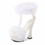 Naiste kingad k&otilde;rge kontsaga &ouml;&ouml;klubi &uuml;hev&auml;rviline paks konts naarits Juuksed Fairy Catwalk 1106 seeria 14 cm konts 4 cm platvorm LFD 34 valge