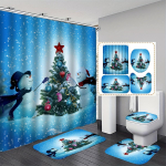 4 tk Merry Christmas du&scaron;ikardinate komplektid vannitoa jaoks libisemiskindlad vannitoavaibad kaas WC kate vannimatt Vannitoa komplekt 4PCS