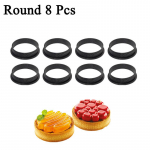 4/6/8tk Ringikujuline tordir&otilde;ngas Prantsuse magustoiduvormi k&ouml;&ouml;k must plastikust perforeeritud munakoogivormi l&otilde;ikur saia kaunistamiseks 8PCS