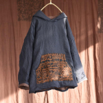 Johnature naiste vintage kapuutsiga pargid Patchwork esitaskud pikkade varrukatega &uuml;hev&auml;rvilised linased soojad s&uuml;gismantlid parkad One Size must