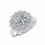 Bague Ringen S925 h&otilde;bedast inkrusteeritud 2 kat moissanite lille seeria naiste uus trends&otilde;rmus, mida saab reguleerida Nude Cargo