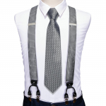 Fashion 6 Clip Meeste lipsuhoidjad 3,5 cm Reguleeritava laiusega elastne rihm Punased traksid Suspender Siidist lipsukomplekt BJ-2033,N-1536