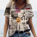 Hip Hop naiste T-s&auml;rk 3D ajaleheprindiga T-s&auml;rk naistele Vaba aeg Mood l&uuml;hikeste varrukatega t&auml;navar&otilde;ivad Naiste riided Uus L