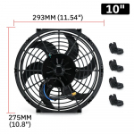Universaalne 7 9 10 13 tolli 12 V 80 W 2100 RPM Type S Sirge musta teraga elektriline jahutusradiaatori ventilaatori komplekt