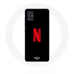 Samsung Galaxy A51 5G Netflixi logoga &uuml;mbris punasel mustal taustal