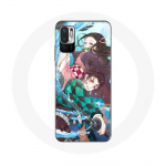 Coque pour Xiaomi Redmi Note 10T 5G Tanjiro et Nezuko Demon Slayer Kimetsu no Yaiba Anime