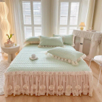 Chic Latex Summer Bedspread on The Bed Lace Bed Skirt Double Bed Cover Cooling Sleeping Mat Washable Soft with 2 Pillowcases 150x200cm 59x79inch