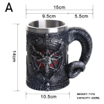 Uus Horn &Otilde;llekruus Terasest vaigust 3D Tankard Kohvi &Otilde;llekruus Joogin&otilde;ud Cup Gothic Wicca Loov Mehe Poiss S&otilde;bra Kingitus