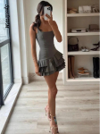 Slim Fit Suspender Plisseeritud l&uuml;hike kleit naistele Seksikas varrukateta seljata naiste minikleidid bankett High Street Party Vestidos XS tumeroheline v&auml;rv