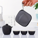 1 komplekt reisitee komplekt keraamiline ekspresstops kaasaskantav reisitee komplekt &Uuml;ks pott Neli tassi v&auml;liauto Lihtne ja kaasaskantav vahutav Black Pottery