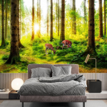 Loodusmaastik Seinamaal Mets 3D Tapeet Elutuba Magamistuba Kodu Dekoor Metsa Seinakatted 200 cm(W) x 140 cm(H)