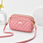 Fashion Losenge V&auml;ike telefonikott naistele Pehmest nahast Crossbody kott Kolmekihiline &otilde;lakott 23x6x15cm roosa