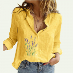 Naiste lillemustriga s&auml;rk Suvine ja s&uuml;gise vabaaja n&ouml;&ouml;pidega linane topp Naiste moes pikkade varrukatega pluusid S valge